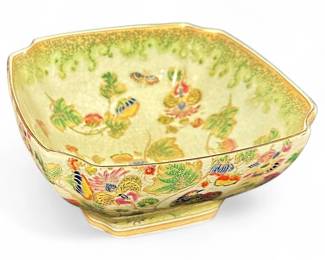 Vintage Hand-Painted Porcelain Bowl With Delicate Bird And FloralMotif
