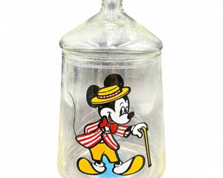 1970s Disney Mickey Mouse Glass Apothecary Jar