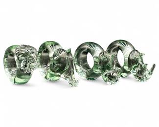 Set Of Four Ngwenya Handmade Glass Animal Head Napkin Rings