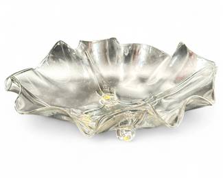 MCM Art Glass Ruffled "Handkerchief" Bowl