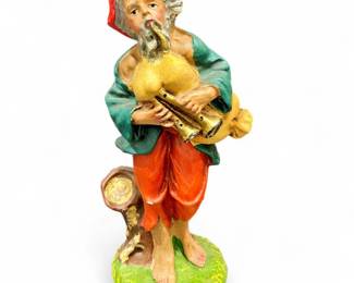 Vintage Italian Christmas Fontanini-Style Nativity Bagpiper Figurine