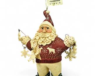 Folkwoods Studio Ice Skating Santa Christmas Ornament