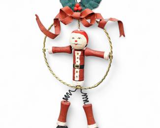 Folk Art Santa "Jiggler" Christmas Ornament