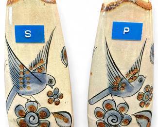 Pair Of Ceramic Hand-Painted Mexican Salt-And-Pepper Shakers By Ken Edwards
