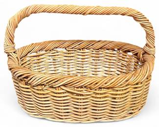 Large Hand-Woven Wicker Gathering Basket
