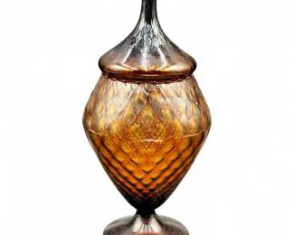 Vintage Empoli Italy Amber Glass Apothecary Jar