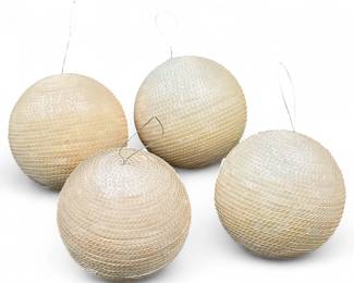 Set of 4 Large Pearlescent Sequin Christmas Ball Ornaments