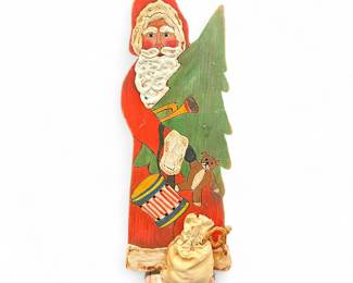 Hand-Painted Wooden Santa Claus Figure