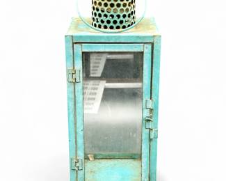 Vintage Rustic Metal & Glass Candle Lantern