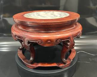 Chinese Rosewood & "Dreamstone" Marble Display Stand