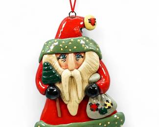 Vintage Clay Dough "Happy Holidays" Santa Ornament