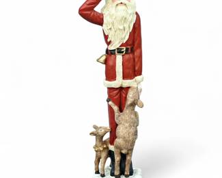 Resin Santa Claus w/ Two Reindeer Figurine