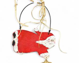 Wooden Flying Santa Claus Christmas Ornament