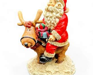 Vintage Sears Santa Riding Reindeer Figurine