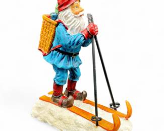 Scandinavian Christmas Skiing Santa Figurine