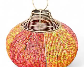 Round Wire Beaded Tea Light Holder
