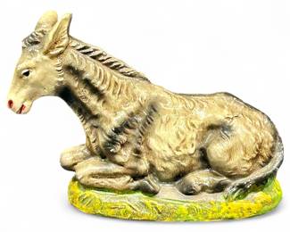 Vintage Italian Fontanini-Style Christmas Nativity Recumbent Donkey Figurine