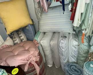 Lots of bed pillows and decorator pillows