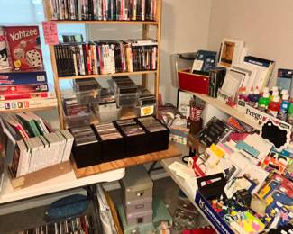 LOTS OF DVD’s, CD’s, TAPES & VHS VIDEOS!