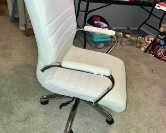 White leather chrome office chair