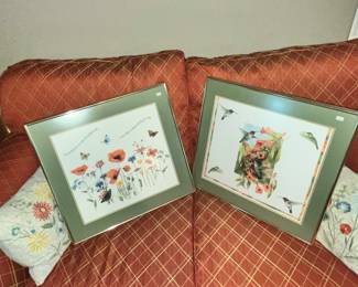PAIR OF LOVELY PRINTS OF BUTTERFLIES AND HUMMINGBIRDS