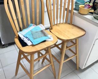Pair of natural wood stools