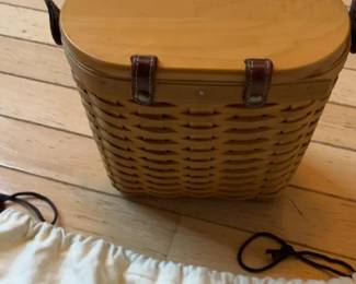 Longaberger Wicker Basket with Leather Straps