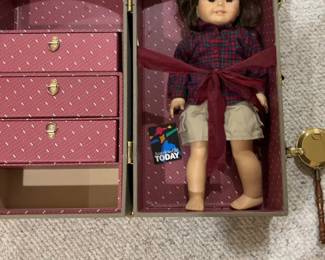 Vintage Camping American Girl Doll, Case, and Accessories