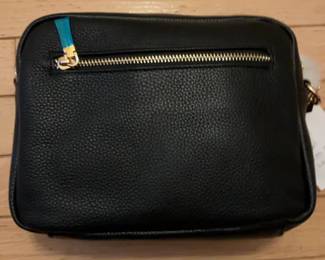 Pom Pom Black Leather Crossbody Bag