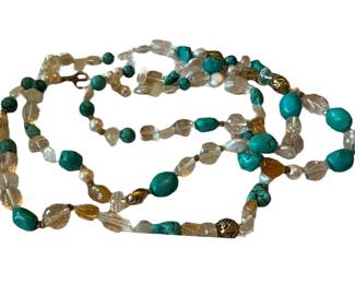 925 Silver Real Pearl Turquoise Necklace