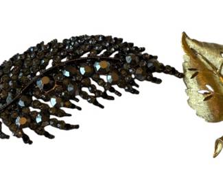 2 Vintage Leaf Brooches