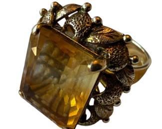 Size 6.5 14K Gold Citrine Cocktail Ring
