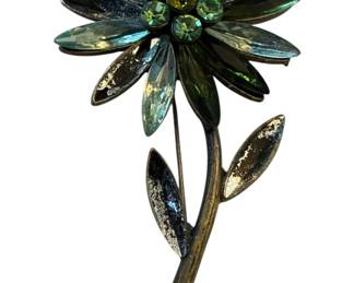 Vintage Rhinestone Flower Brooch