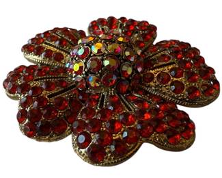 Vintage Red Rhinestone Brooch