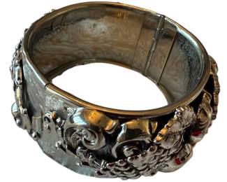 Vintage Repousse Hinged Cuff Bracelet