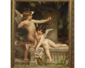 Large Oil Canvas Painting Cherubs Not framed