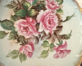 Ucagco Ceramics Japan Decorative Plate – Hand-Painted Pink Roses with Gold Trim (1950s)