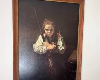 Vintage Framed Reproduction Painting – Child Portrait in Old Master Style