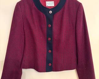 Vintage Pendleton Miss Pendleton 100% Virgin Wool Jacket – Red & Navy Houndstooth, Made in USA