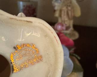 Japan Porcelain Figurine – Hand-Painted Victorian Lady with Parasol, Gold Foil Mark