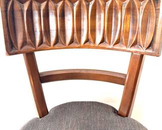 Carved Walnut Chair Back Detail – Mid-Century Modern Dining Chair Design
