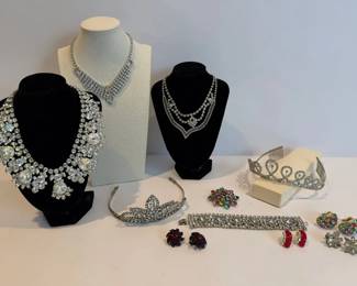 Princess Rhinestone Jewelry Tiara Collection Necklaces, Crowns Clip Earrings