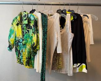 Cache, Thalia Sodi WHBM Designer Tops Collection Neutrals Vibrant Prints