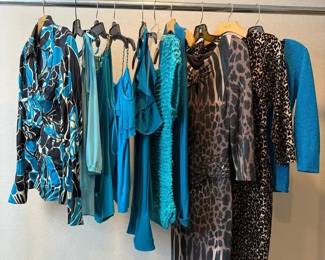 Cache INC Teal and Animal Print Designer Tops Dresses Collection 10 Pieces