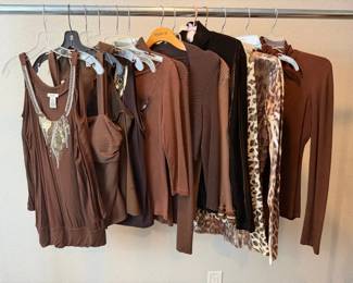 Elegant Brown Animal Print Designer Top Collection Cache, Rafaella, INC, Free People