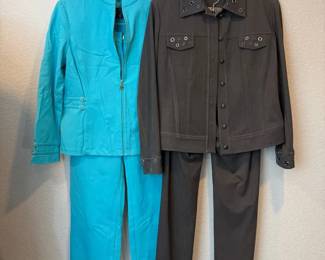 St. John Sport by Marie Gray Womens Pant Suits Gray Aqua Sets