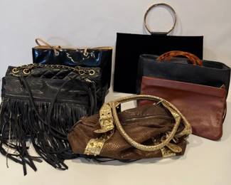 7 Designer Vintage Handbags Leather, Patent, Fringe Velvet Styles