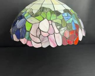 Stained Glass TiffanyStyle Hanging Lamp Floral Design MultiColor Shade