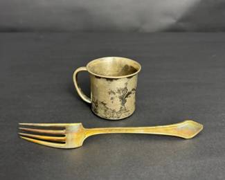 Gorham Clermont Sterling Fork 1915 Towle Sterling Baby Cup 3.7 oz Combined, Hallmarked