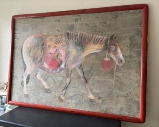 Hand painted Asian piece approx.  63" W X 45" H Gorgeous frame! 